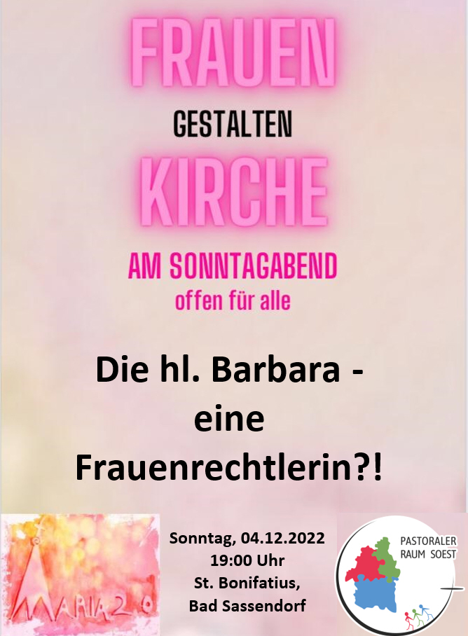 You are currently viewing 4. Dez: „Frauen gestalten Kirche“ Die hl. Barbara – eine Frauenrechtlerin?!